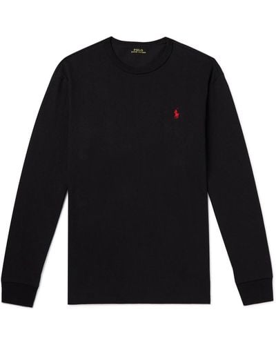 Polo Ralph Lauren Logo-embroidered Cotton-jersey T-shirt - Black