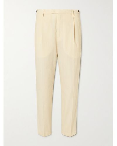 Barena Masco Forte Straight-leg Pleated Cotton Trousers - Natural