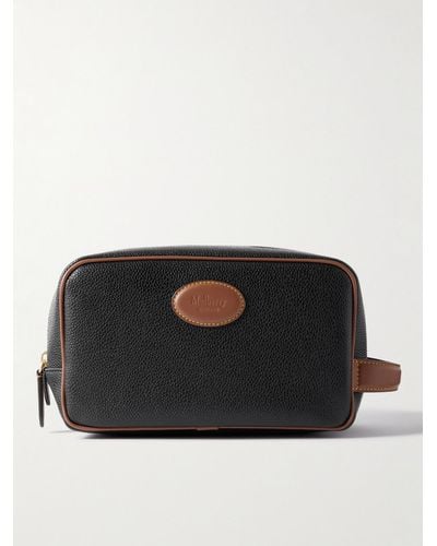 Mulberry Logo-embossed Leather-trimmed Eco Scotchgrain Wash Bag - Black