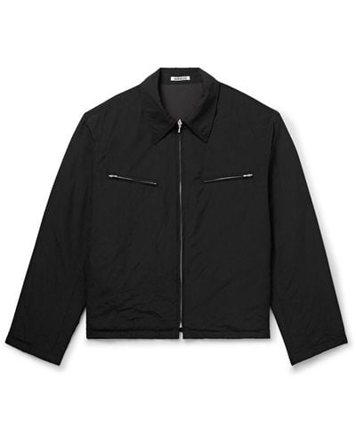 AURALEE Reversible Super 120s Crinkled Wool-poplin Blouson Jacket - Black