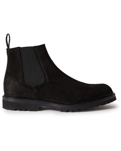 George Cleverley Jason Ii Waxed-suede Chelsea Boots - Black