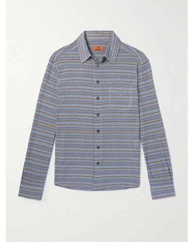Missoni Striped Crochet-knit Shirt - Blue