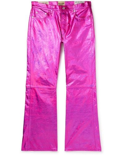 GALLERY DEPT. Logan Galactic Flared Distressed Metallic Crinkled-leather Pants - Pink