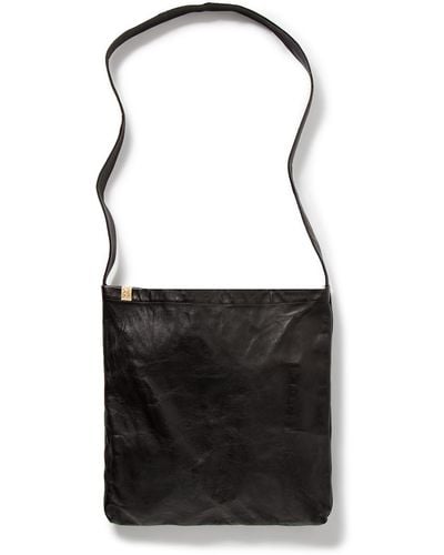 Visvim Record Crinkled-leather Messenger Bag - Black