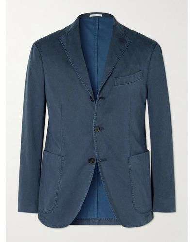 Boglioli Unstructured Garment-dyed Lyocell-blend Suit Jacket - Blue