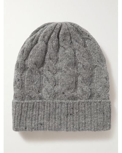 Johnstons of Elgin Cable-knit Donegal Cashmere Beanie - Grey