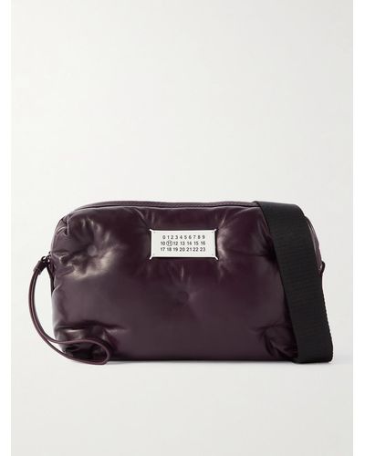 Maison Margiela Logo-appliquéd Quilted Leather Messenger Bag - Purple
