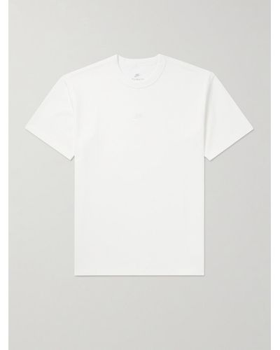 Nike T-shirt in jersey di cotone con logo ricamato Sportswear Premium Essentials - Bianco