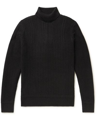 RRL Slim-fit Textured Cashmere Rollneck Sweater - Black