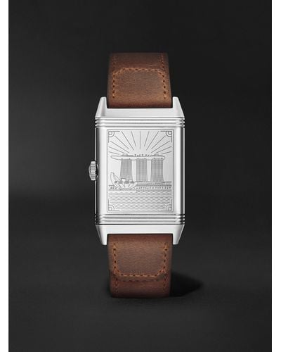 Jaeger-lecoultre Reverso Classic Small Seconds Sydney Hand-wound 45.6mm Stainless Steel And Leather Watch - Black