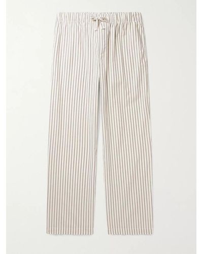 Tekla Striped Organic Cotton-Poplin Pyjama Trousers - Weiß