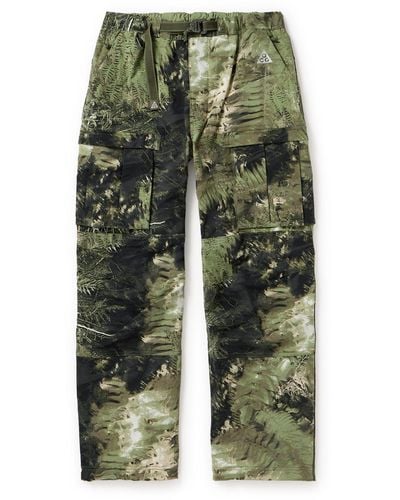 Nike Acg Smith Summit Straight-leg Convertible Printed Shell Cargo Pants - Green