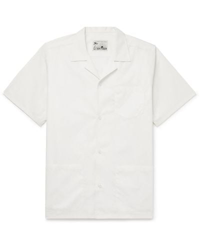 Bather Traveler Camp-collar Cotton-poplin Shirt - White