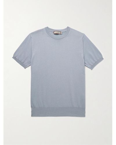 Canali T-Shirt aus Baumwolle - Blau