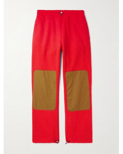 CHERRY LA Straight-leg Ripstop-trimmed Fleece Trousers - Red