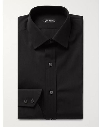 Tom Ford Black Slim-fit Cotton-poplin Shirt