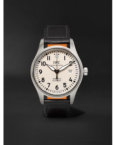IWC Schaffhausen Pilot's Mark Xviii Automatic 40mm Stainless Steel And Leather Watch - White
