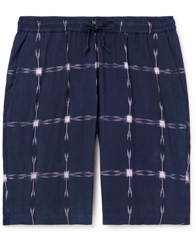 Universal Works Straight-leg Indigo-dyed Cotton Drawstring Shorts - Blue