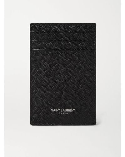 Saint Laurent Pebble-Grain Leather Cardholder with Money Clip - Nero