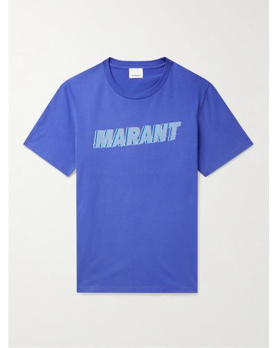 Isabel Marant Flash Logo-print Cotton-jersey T-shirt - Blue