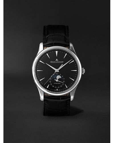 Jaeger-lecoultre Master Ultra Thin Automatic Moon-phase 39mm Stainless Steel And Alligator Watch - Black