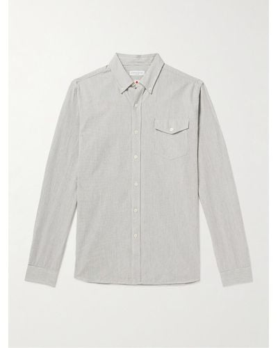 Richard James Button-down Collar Striped Cotton - Grey