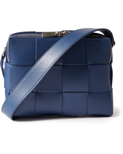 Bottega Veneta Intrecciato Leather Messenger Bag - Blue