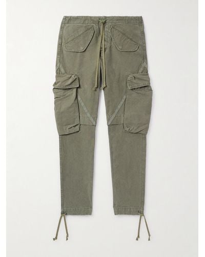 Greg Lauren Tapered Cotton-canvas Drawstring Cargo Trousers - Green