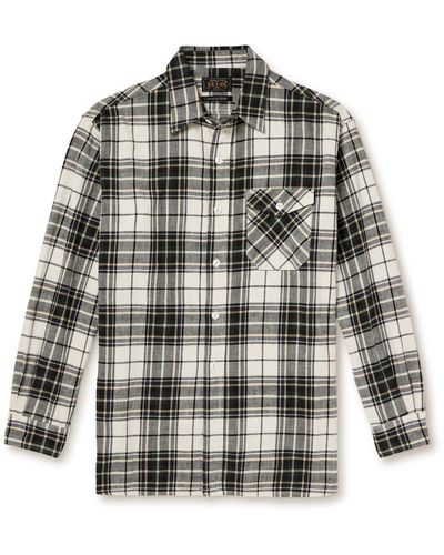 Beams Plus Checked Cotton-flannel Shirt - Gray