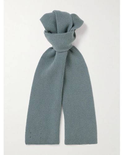 MR P. Ribbed Wool Scarf - Blue