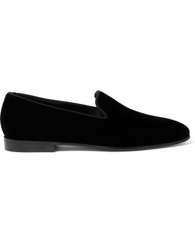 Manolo Blahnik Mario Grosgrain-trimmed Velvet Loafers - Black