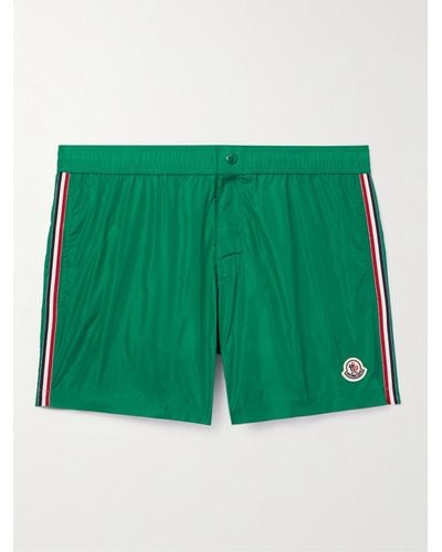 Moncler Straight-leg Mid-length Logo-appliquéd Swim Shorts - Green