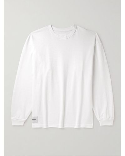 WTAPS Logo-appliquéd Embroidered Cotton-jersey T-shirt - White