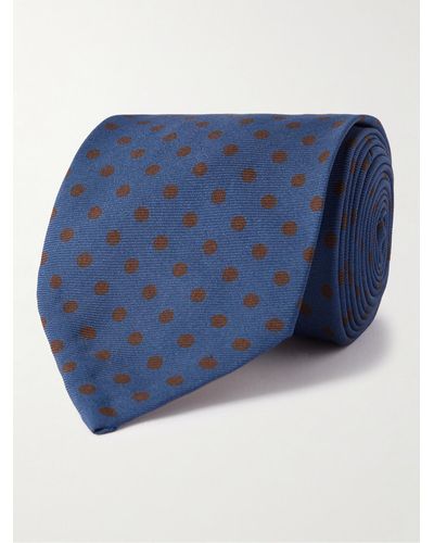 Rubinacci Cravatta in twill di seta a pois - Blu