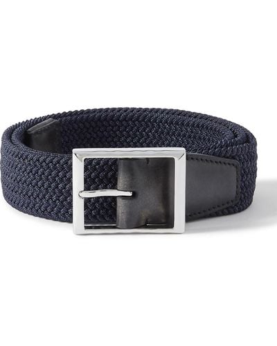 Berluti 3.5cm Venezia Leather-trimmed Woven Cord Belt - Blue