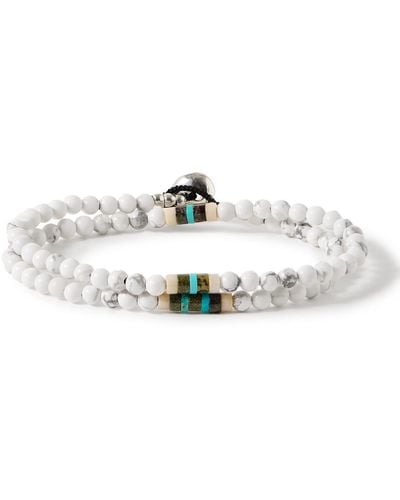 Mikia Silver Multi-stone Beaded Wrap Bracelet - White