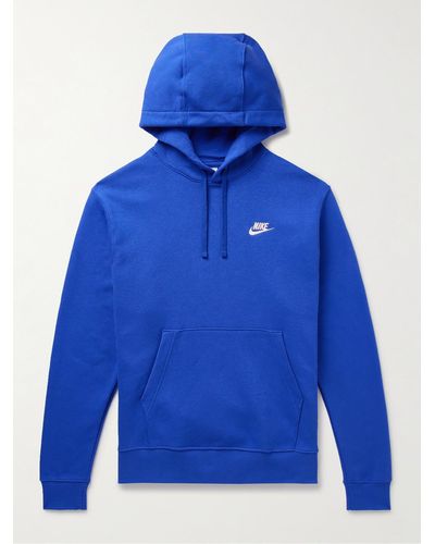 Nike Sportswear Club Logo-embroidered Cotton-blend Jersey Hoodie - Blue