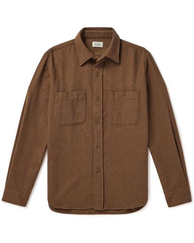 Hartford Percey Recycled Wool-blend Flannel Overshirt - Brown
