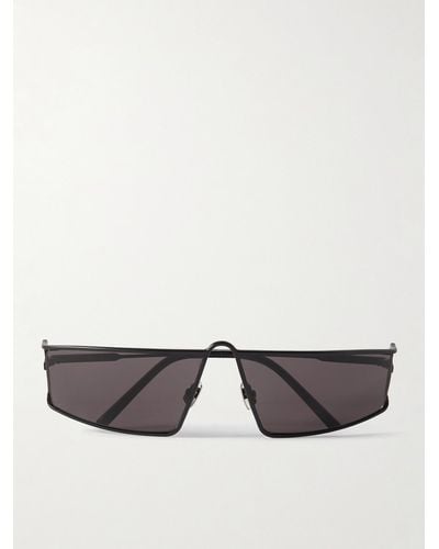Saint Laurent New Wave Rectangular-frame Metal Sunglasses - Grey
