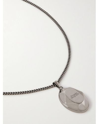 Alexander McQueen Antiqued Silver-tone Pendant Necklace - Natural