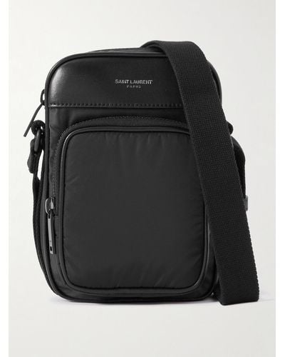 Saint Laurent City mini Kameratasche aus Shell mit Lederbesatz und Logoprint - Schwarz
