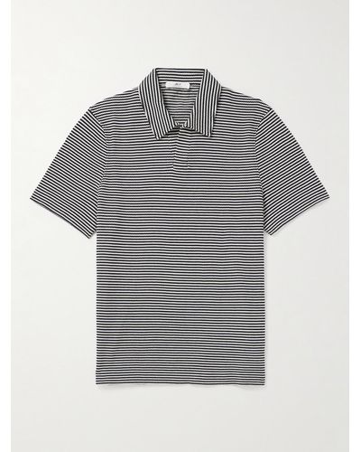 MR P. Striped Organic Cotton Polo Shirt - Grey