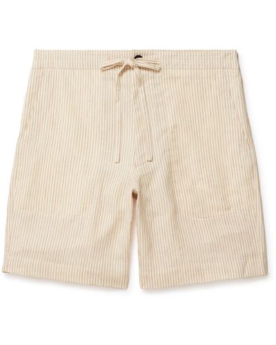Richard James Straight-leg Striped Linen And Wool-blend Drawstring Shorts - Natural