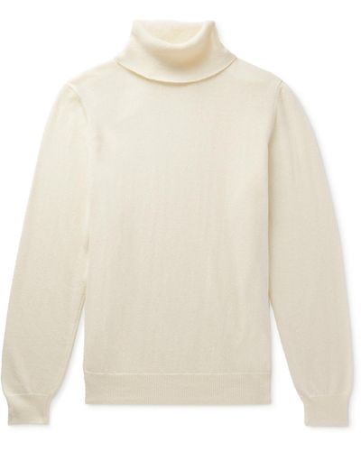 Incotex Slim-fit Virgin Wool And Cashmere-blend Rollneck Sweater - Natural