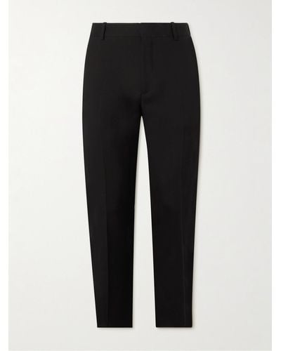 Alexander McQueen Slim-fit Pleated Wool-twill Trousers - Black