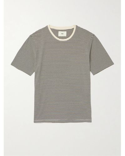 Folk Striped Cotton-jersey T-shirt - Grey