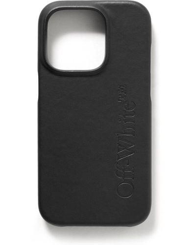 Off-White c/o Virgil Abloh Logo-debossed Leather Iphone 14 Pro Case - Black