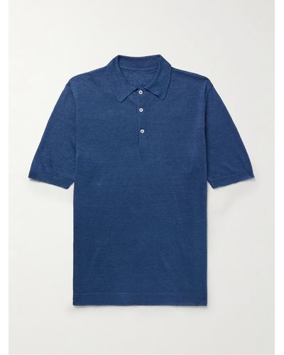 Anderson & Sheppard Linen Polo Shirt - Blue