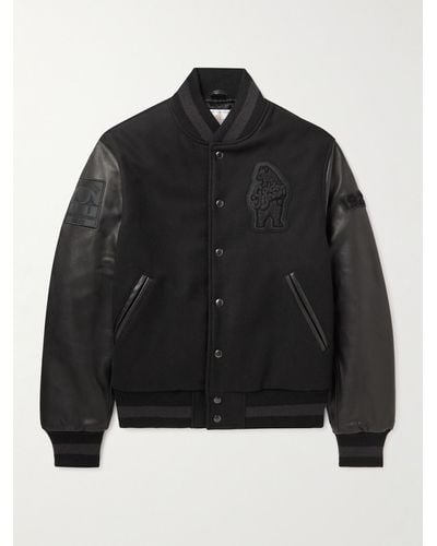 Golden Bear The Albany Logo-appliqued Wool-blend And Leather Bomber Jacket - Black