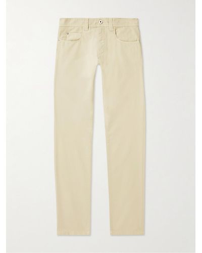Loro Piana Slim-fit Garment-dyed Cotton-blend Pants - Natural